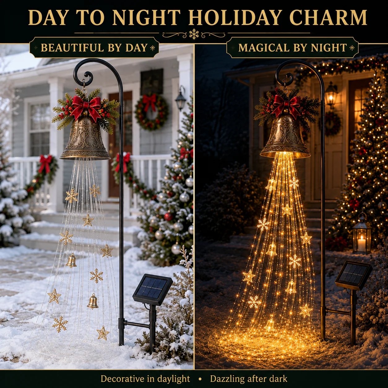 Christmas Bell Cascade day and night comparison