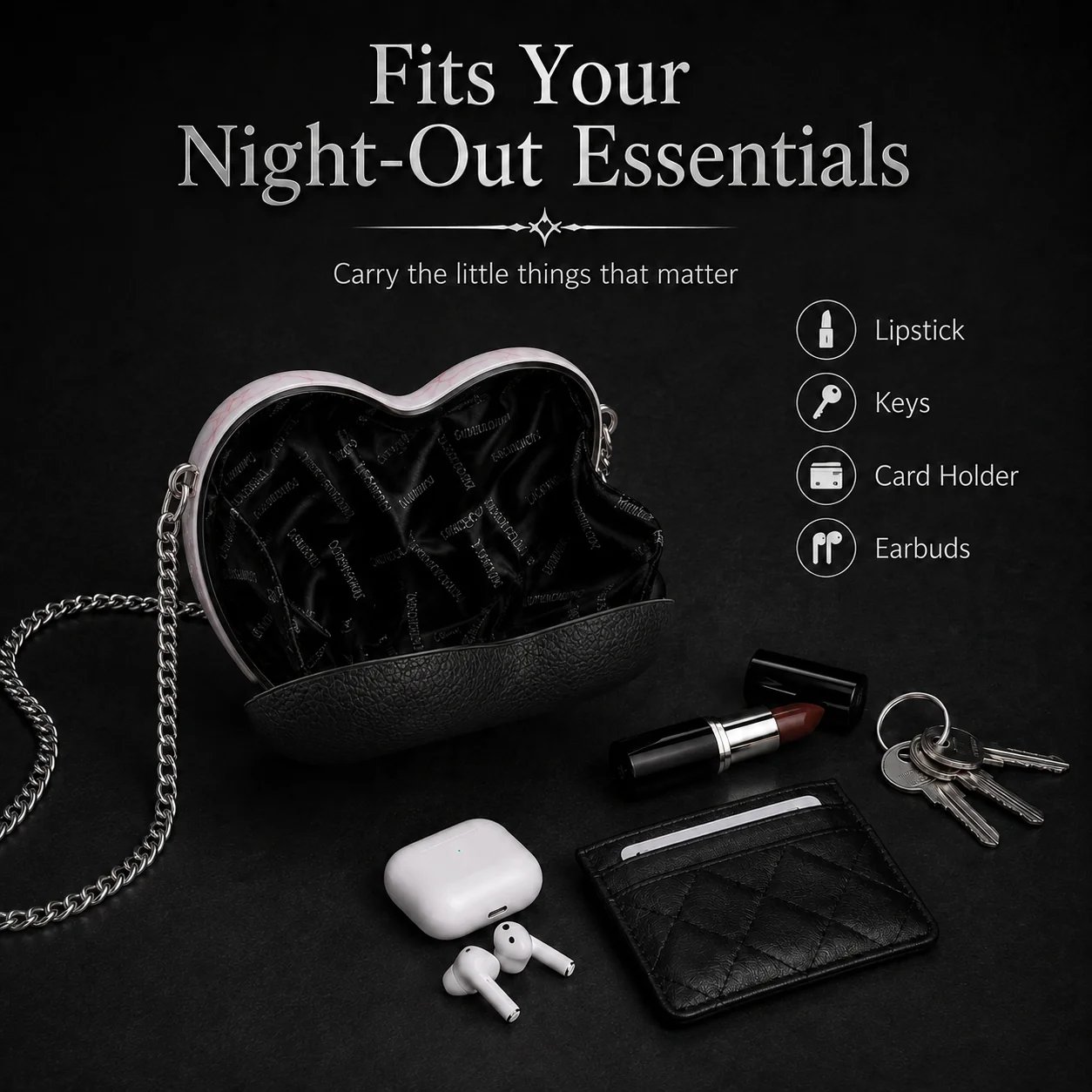 Heart shaped gothic statement purse
