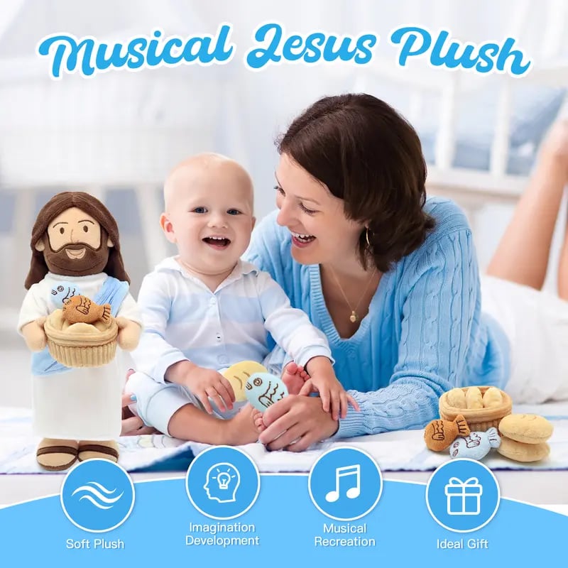 Interactive audio features of the singing Jesus plush doll