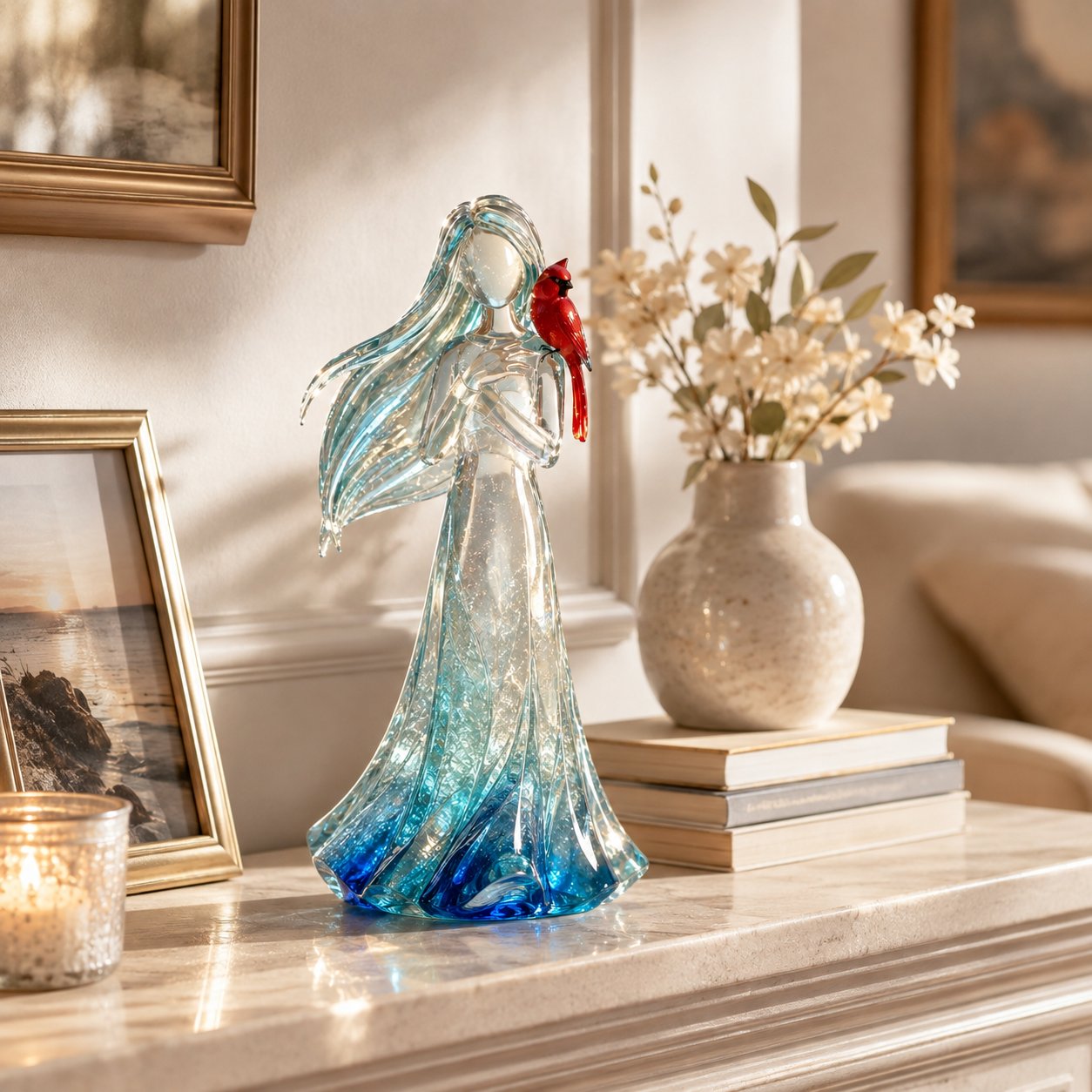 Cardinal remembrance figurine in a home display setting