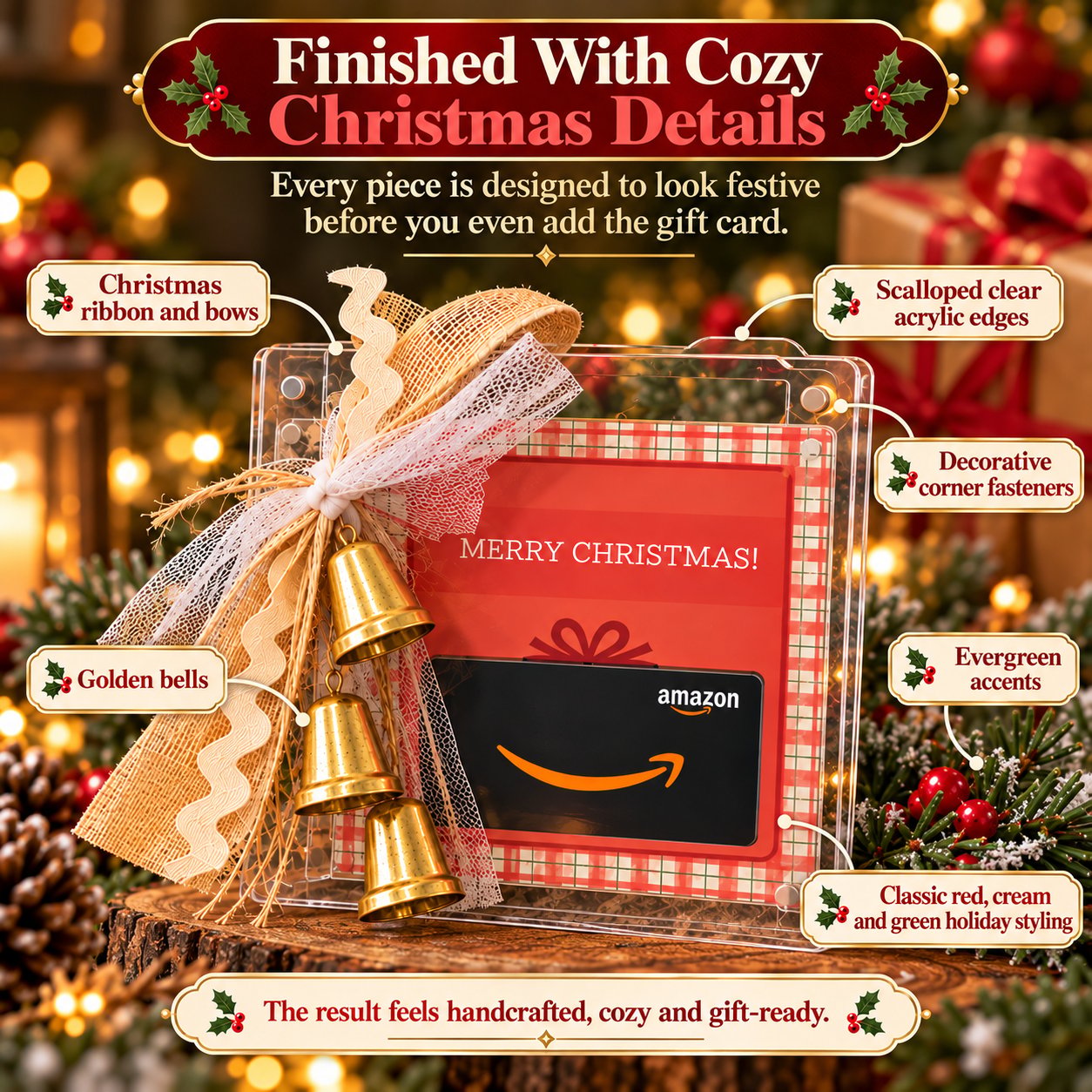 Christmas Gift Card Holder decorative details