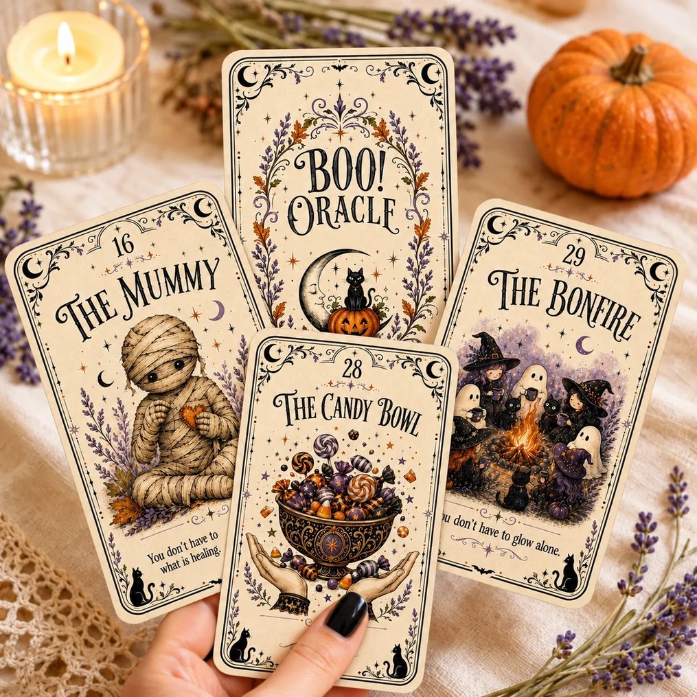 Halloween oracle card illustration details