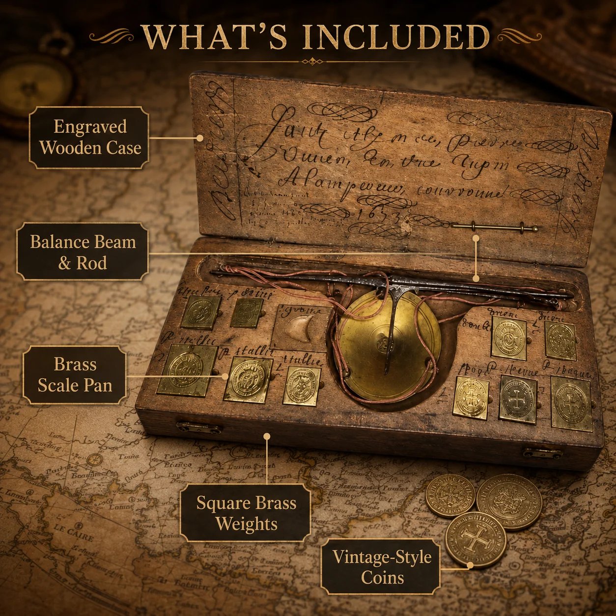 Vintage merchant scale collector display details