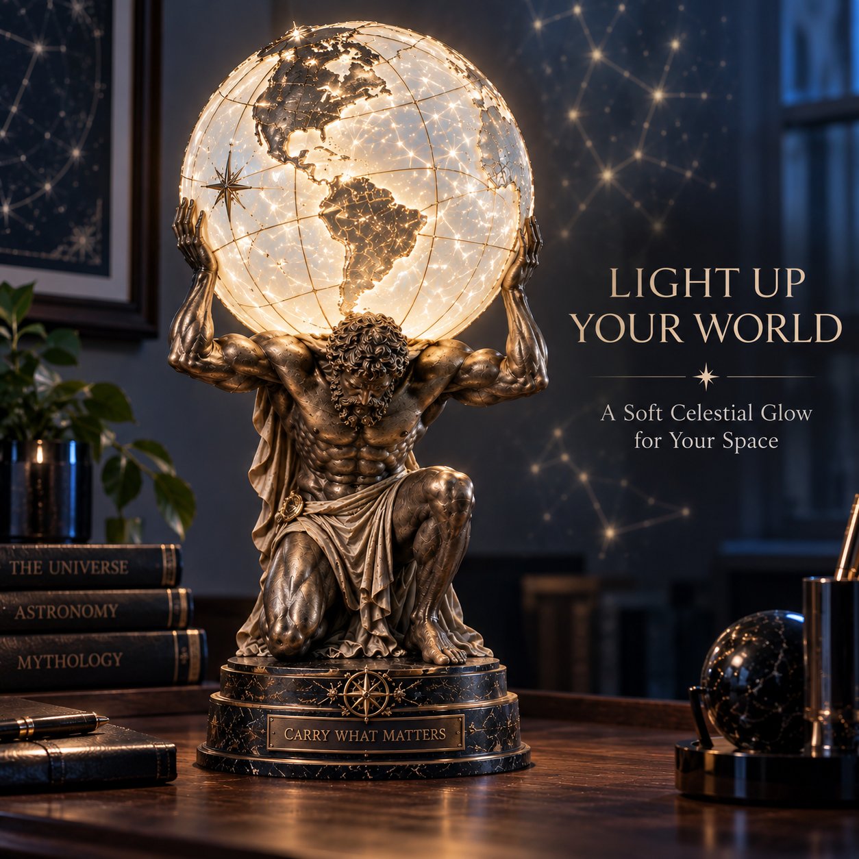 Atlas lamp gift scene