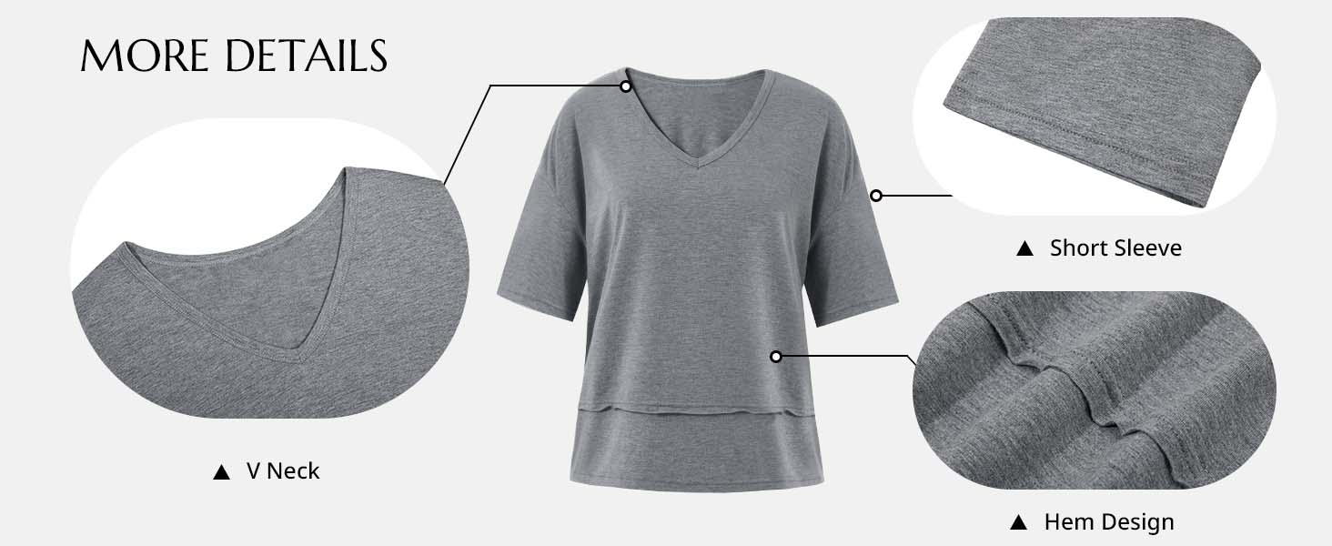 Imily Bela Womens Summer V Neck T Shirts Casual Short Sleeve Flowy Tops Cute Loose Fit Basic Tees Summervibes