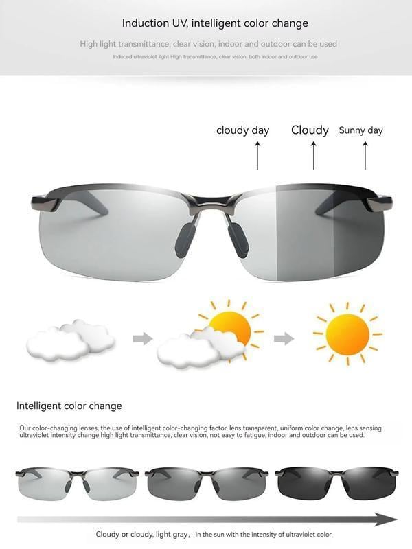 【dealsforyoudays】Paleshy HD Polarized Photochromic Sunglasses UV400 Protection, Unisex 2025 Summer Retro Oversized Simple Square Frame Fashion Accessories, Outdoor Sports Driving, Fishing, Golf, Running, Climbing Day Night Safety Glasses