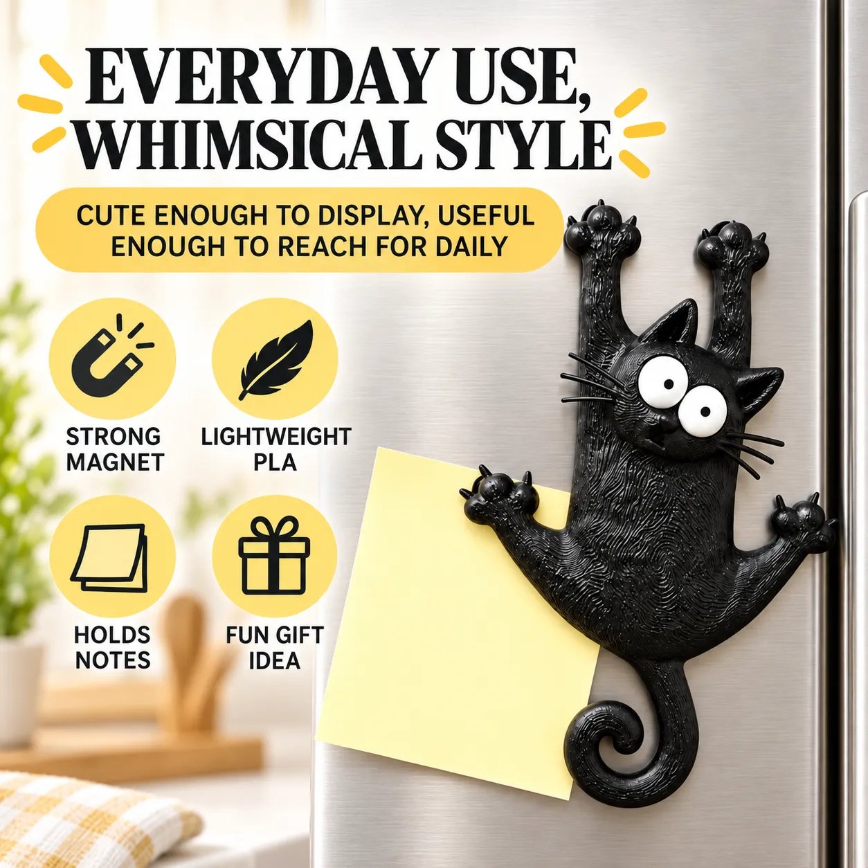 Hanging Black Cat Fridge Magnet