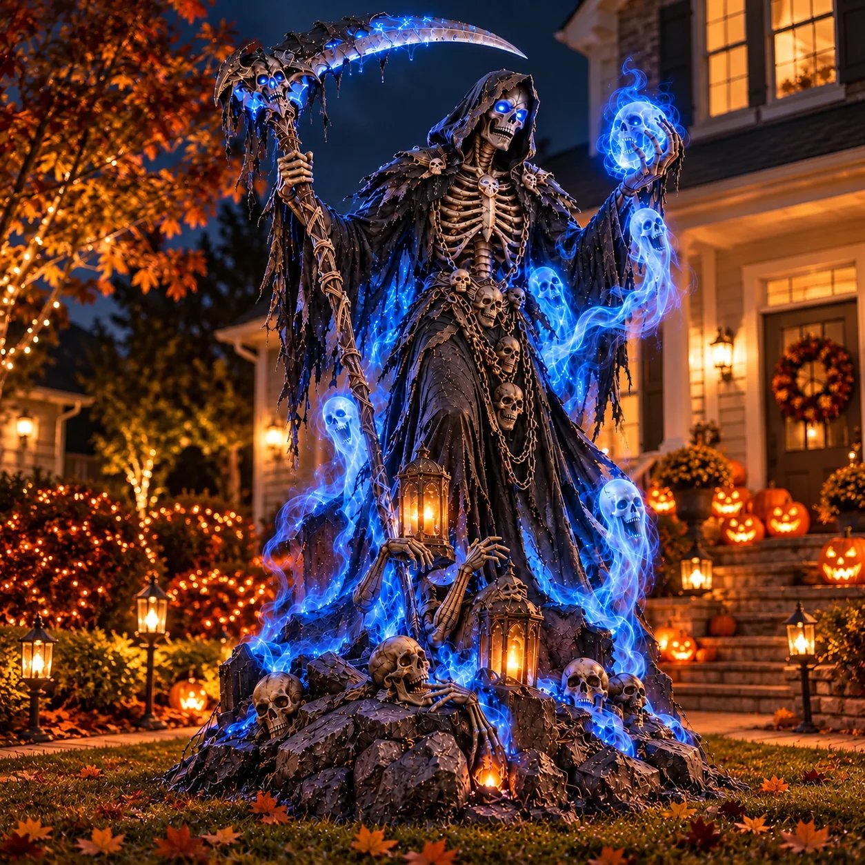 Haunted Soul Reaper displayed in a Halloween yard