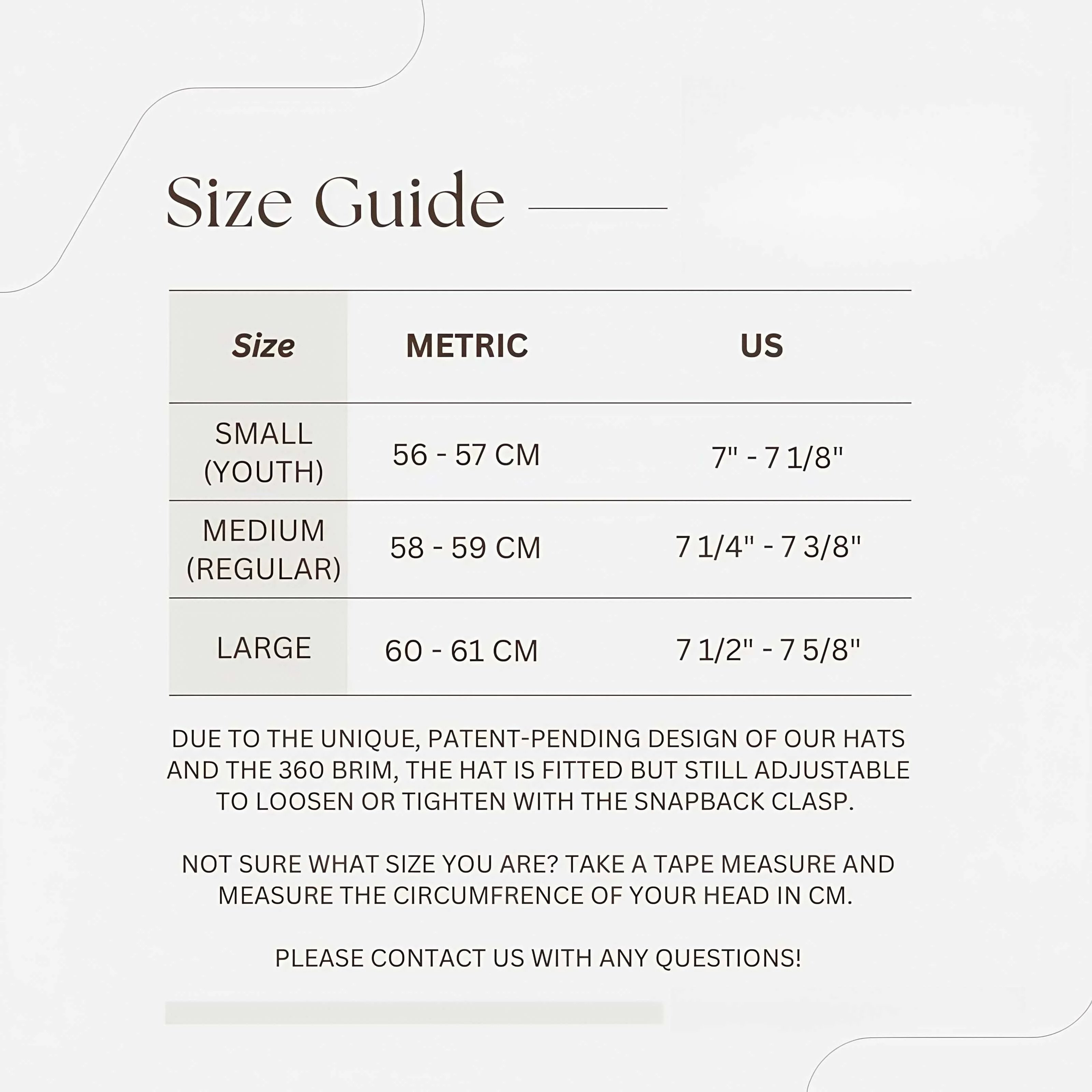 Hat size guide