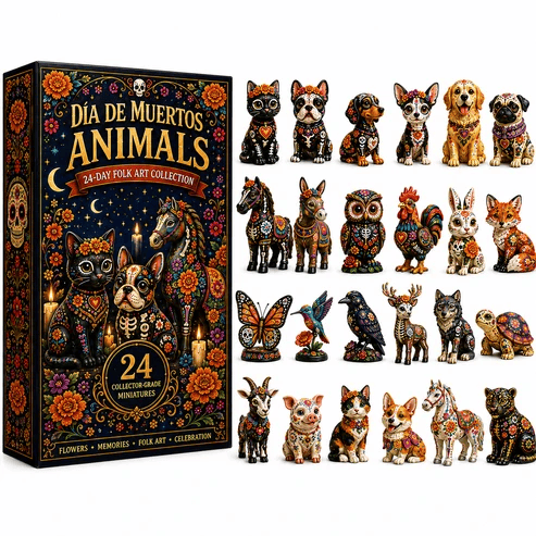 Día de Muertos animal collection display