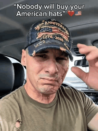 Patriotic denim cap lifestyle display