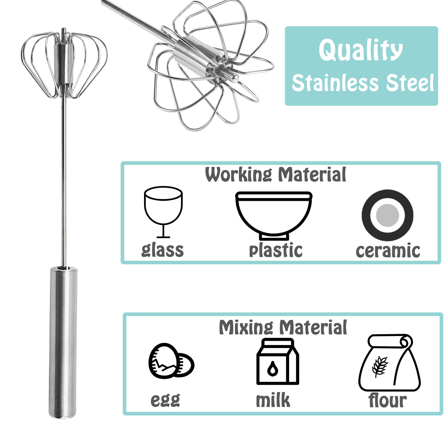 Stainless Steel Quality Working Material Glass Plastic Ceramic Mixing Ingredients Egg Milk Flour
