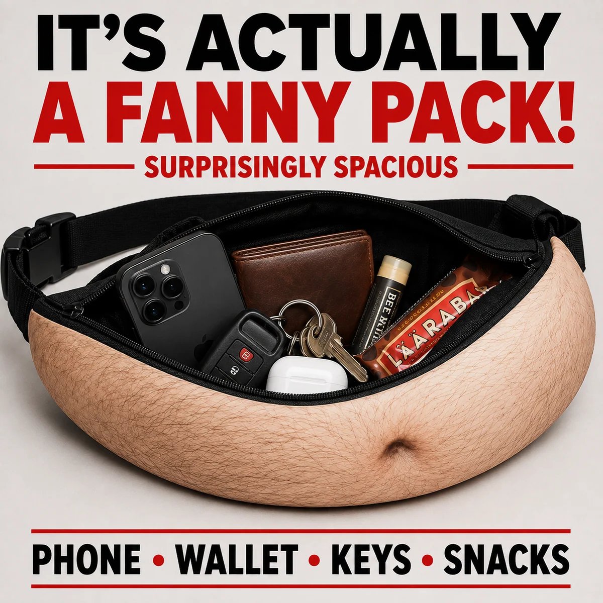 Spacious funny dad bod fanny pack storage