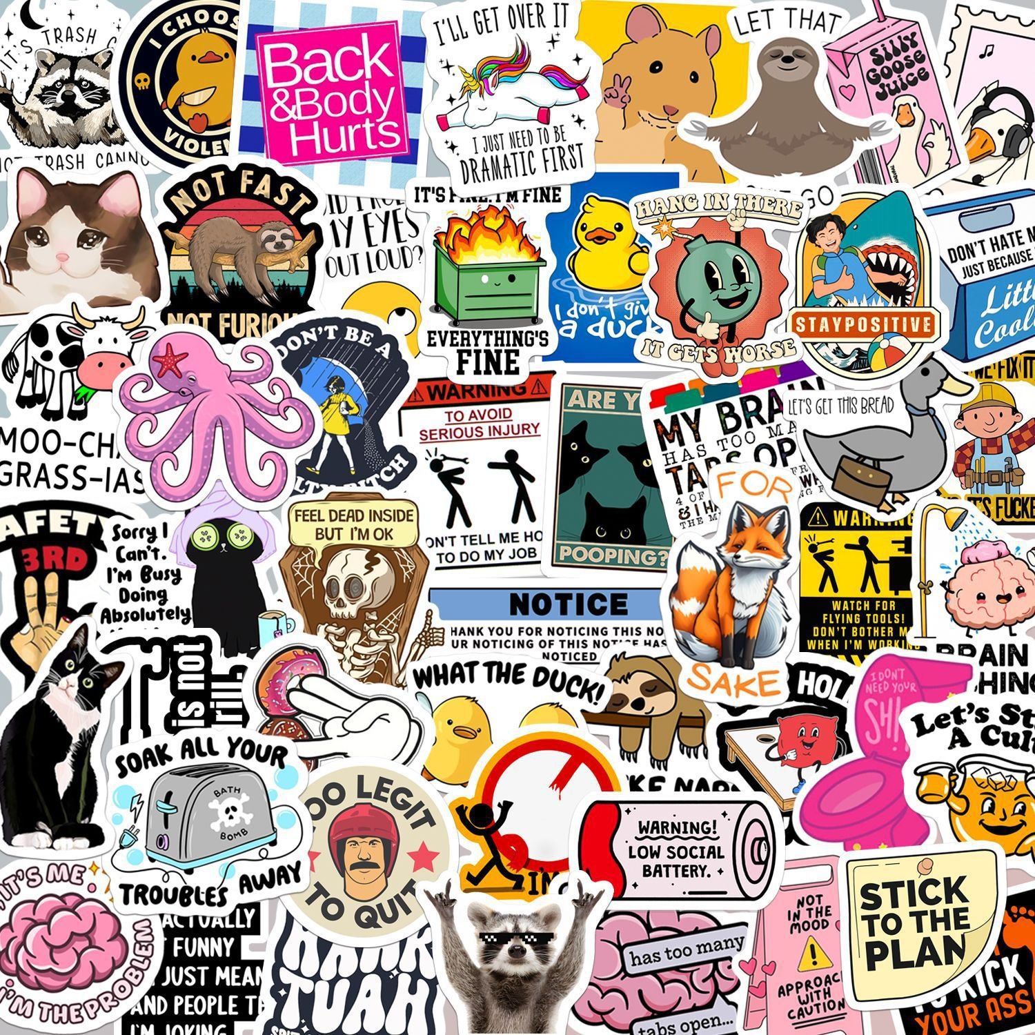🔥💡130PCS Funny Saying Sticker Pack - Snarky, Sarcastic Bold Humor Vinyl Waterproof Meme stickers for laptop
