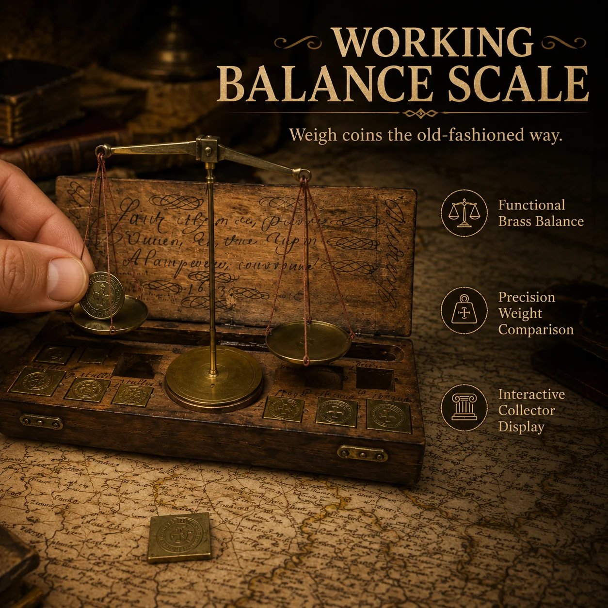 Antique Merchant's Money Scale complete set contents