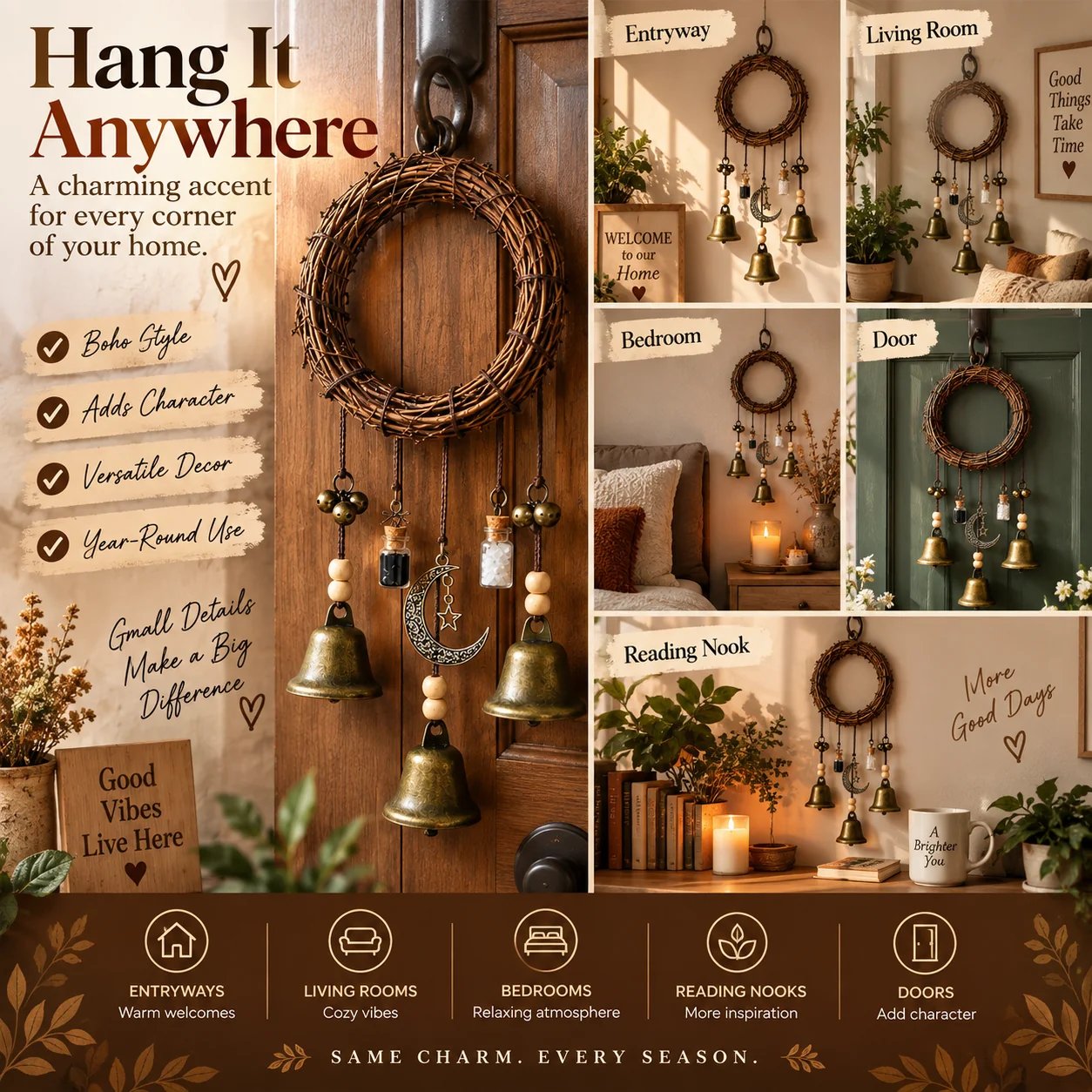 Boho bell placement styling