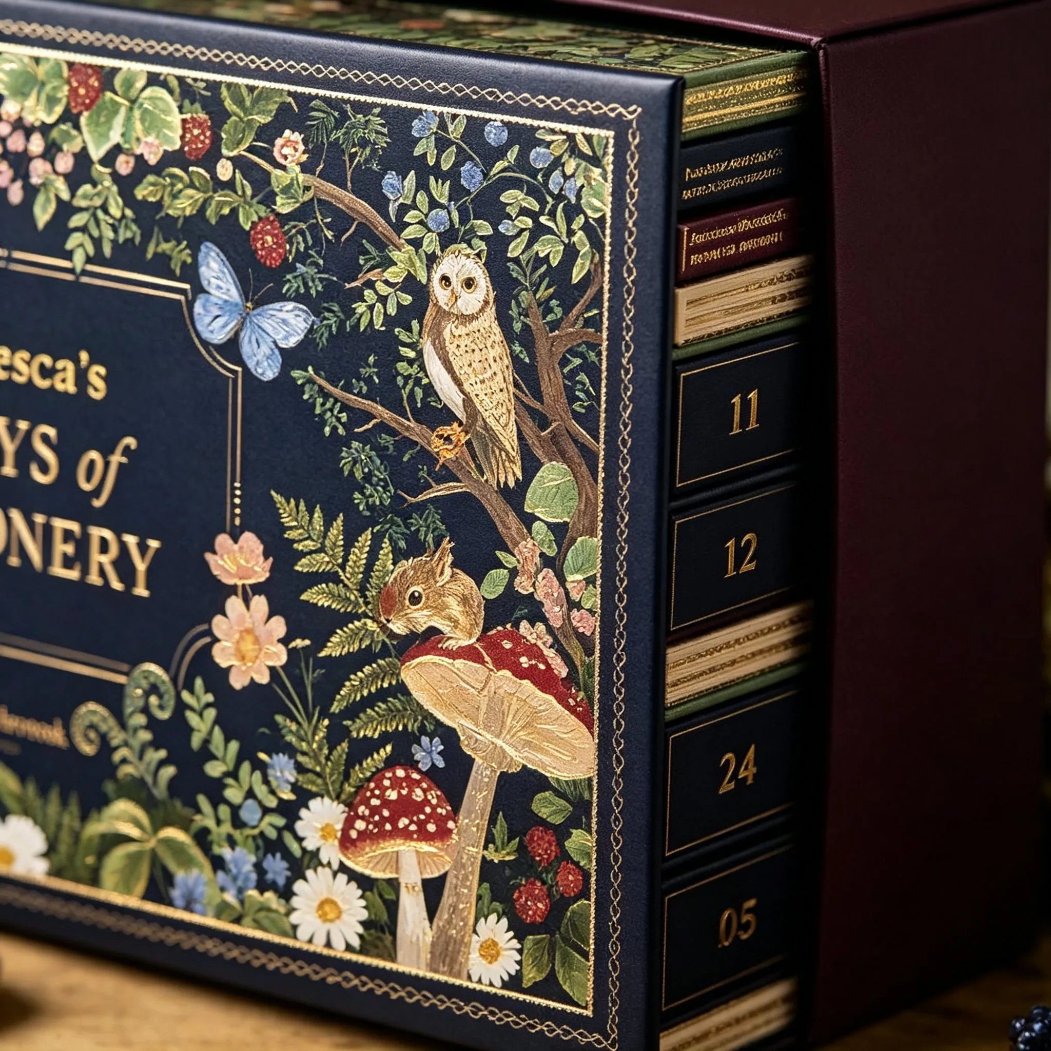 Close-up botanical Advent Calendar packaging