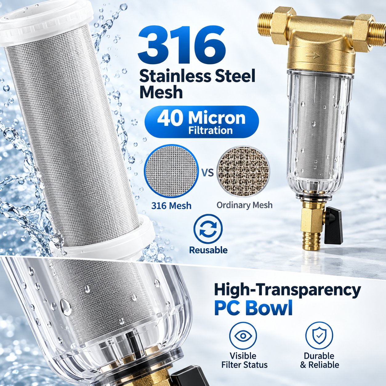 Water pre filter technical features