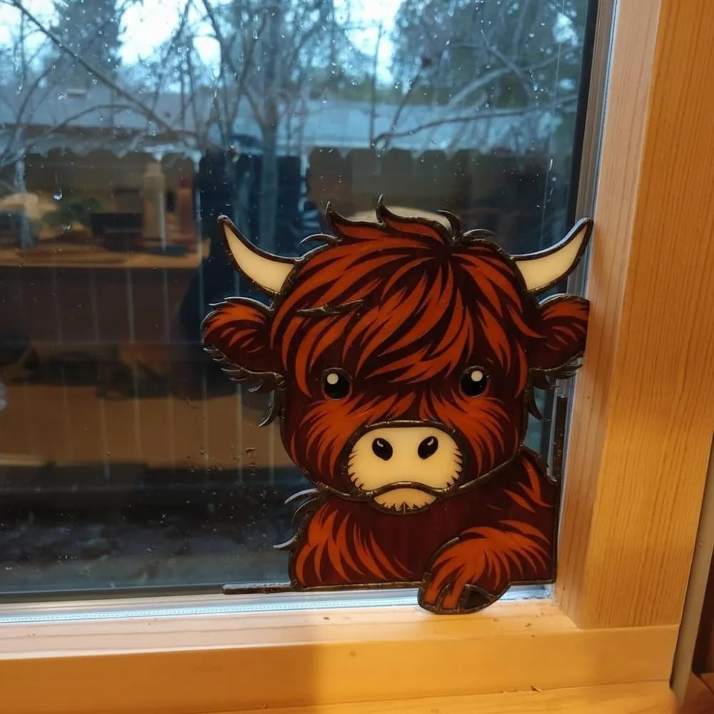 Highland Cow Window Corner Decor