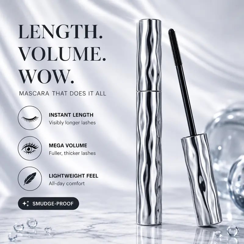 Volumizing Lengthening Smudge-Proof Mascara with Nourishing Formula - black*2pcs