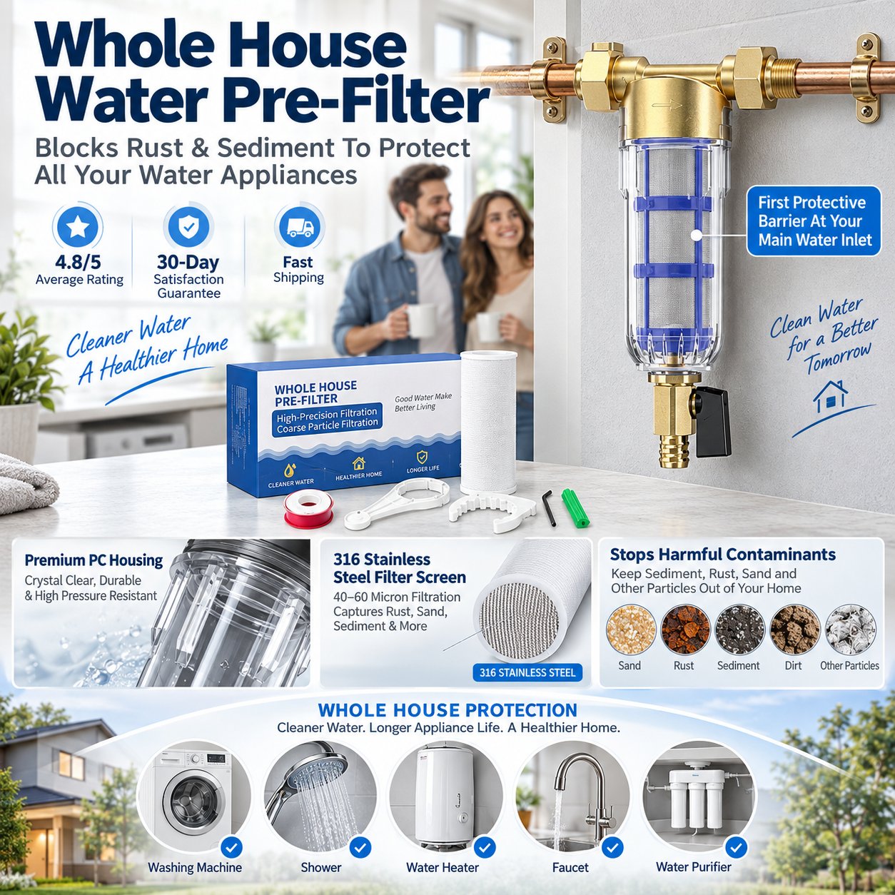 Whole house water pre filter application scenarios