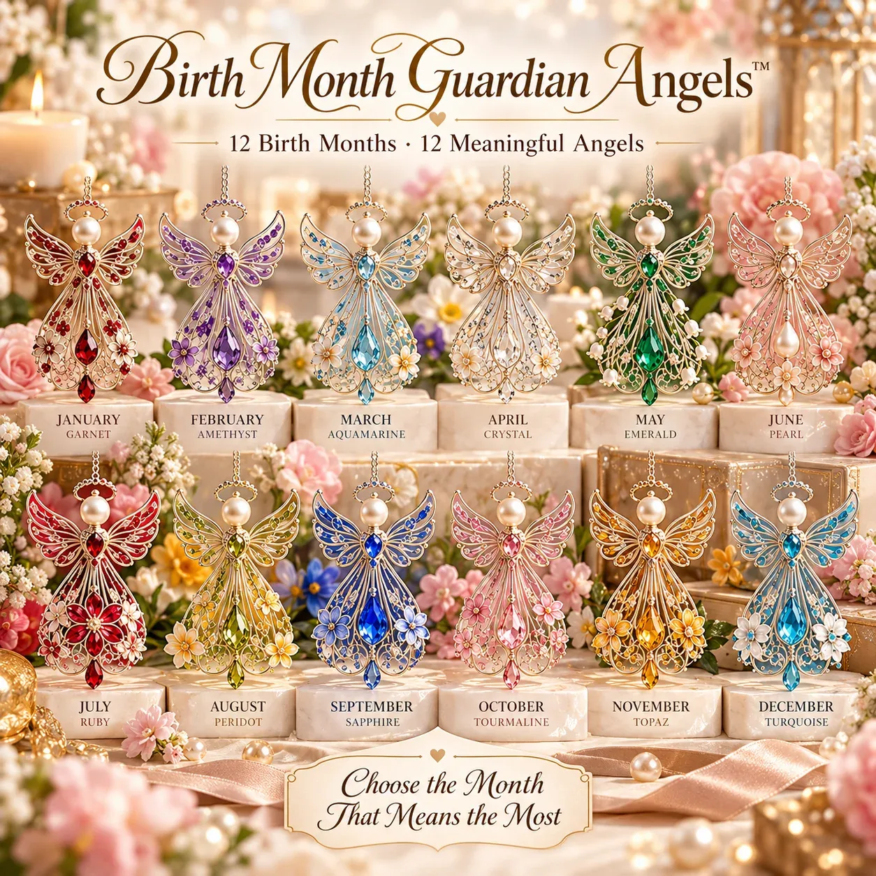 All twelve birth month guardian angels displayed together
