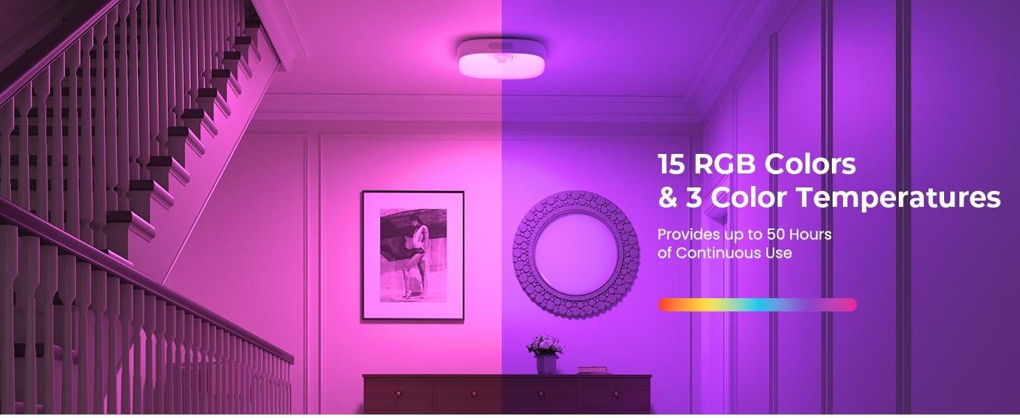 FULEN Shower Lights IP65 Waterproof, Motion Sensor Ceiling Light, Rechargeable Closet Light with 10000mAh Battery, LED Shower Lamp for Bathroom, Cordless Ceiling Lamp with RGB Colors, Remote Control FULEN Shower Lights IP65 Waterproof, Motion Sensor Ceiling Light, Rechargeable Closet Light with 10000mAh Battery, LED Shower Lamp for Bathroom, Cordless Ceiling Lamp with RGB Colors, Remote Control