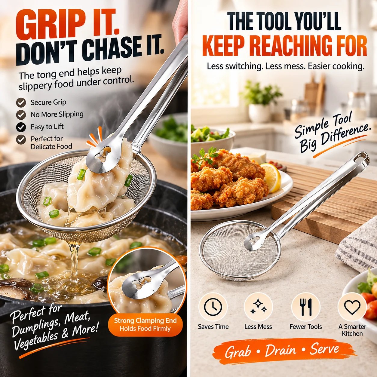 strainer tongs for noodles hot pot dumplings and everyday meals