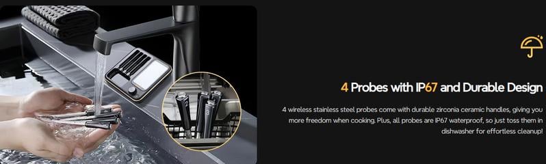 INKBIRD wireless meat thermometer, WIFI&Bluetooth meat thermometer,  suitable for cooking, frying, home cooked dishes, kitchen utensils, Holiday Gifts TikTokShopBlackFriday