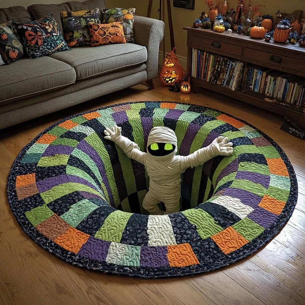 Mummy style 3D Halloween round rug