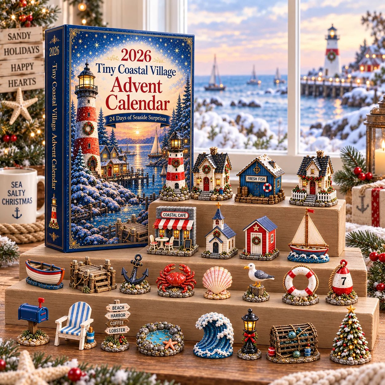 Tiny Coastal Village 2026 Advent Calendar with its coastal collection