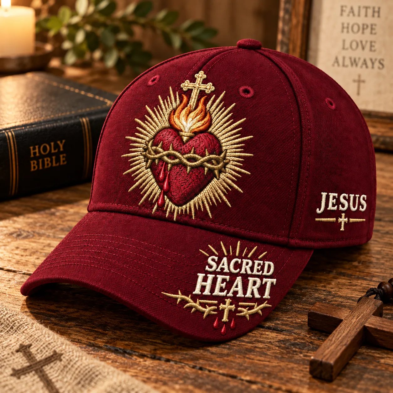 Sacred Heart of Jesus Faith Baseball Cap