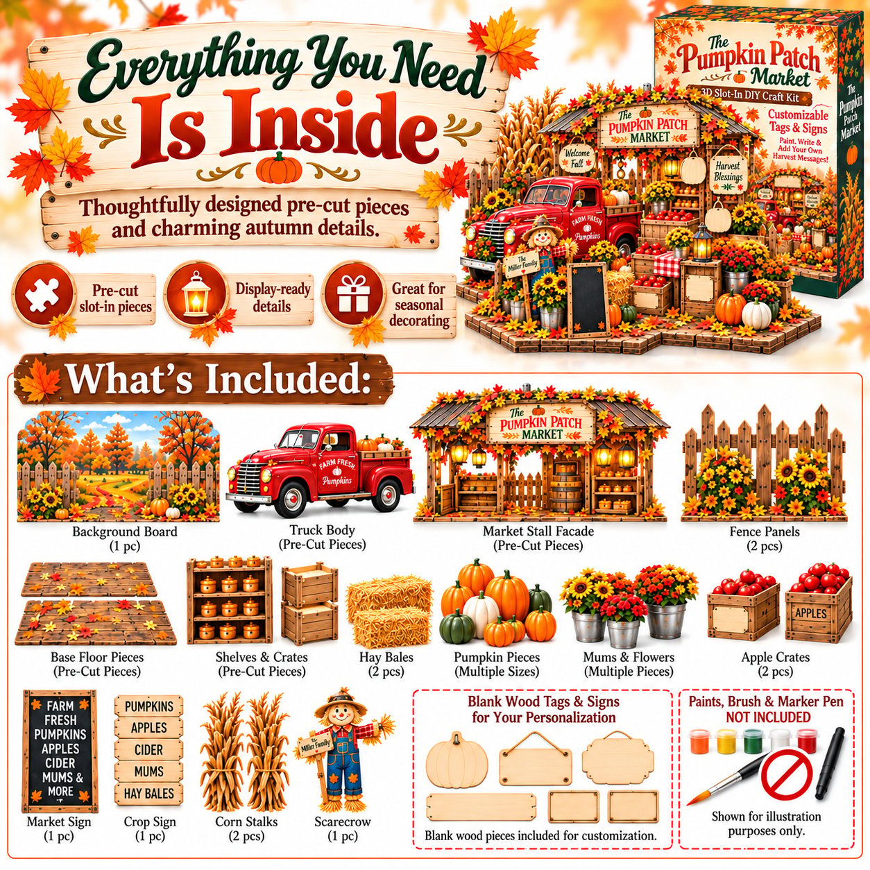3D fall market craft kit detail