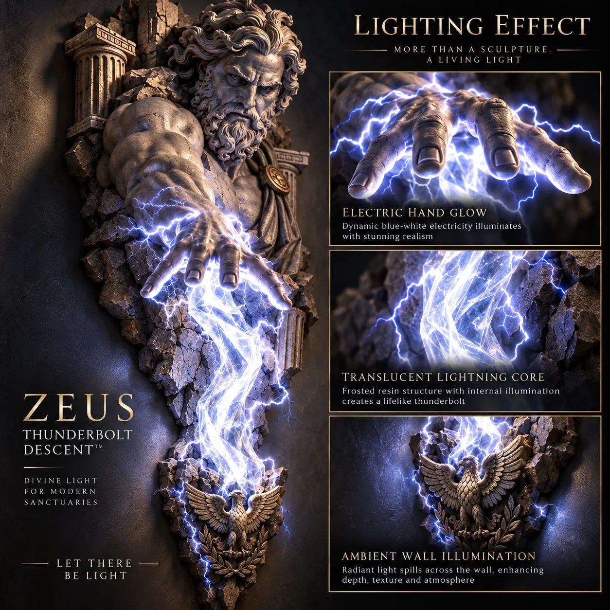 Detailed mythological sculpture wall light