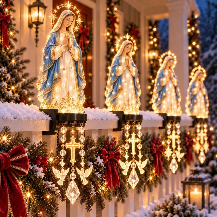 Virgin Mary Sacred Christmas Railing Light