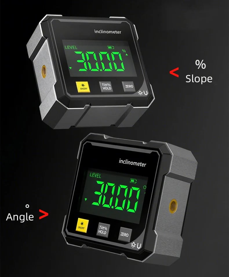 Digital angle gauge display and operating functions