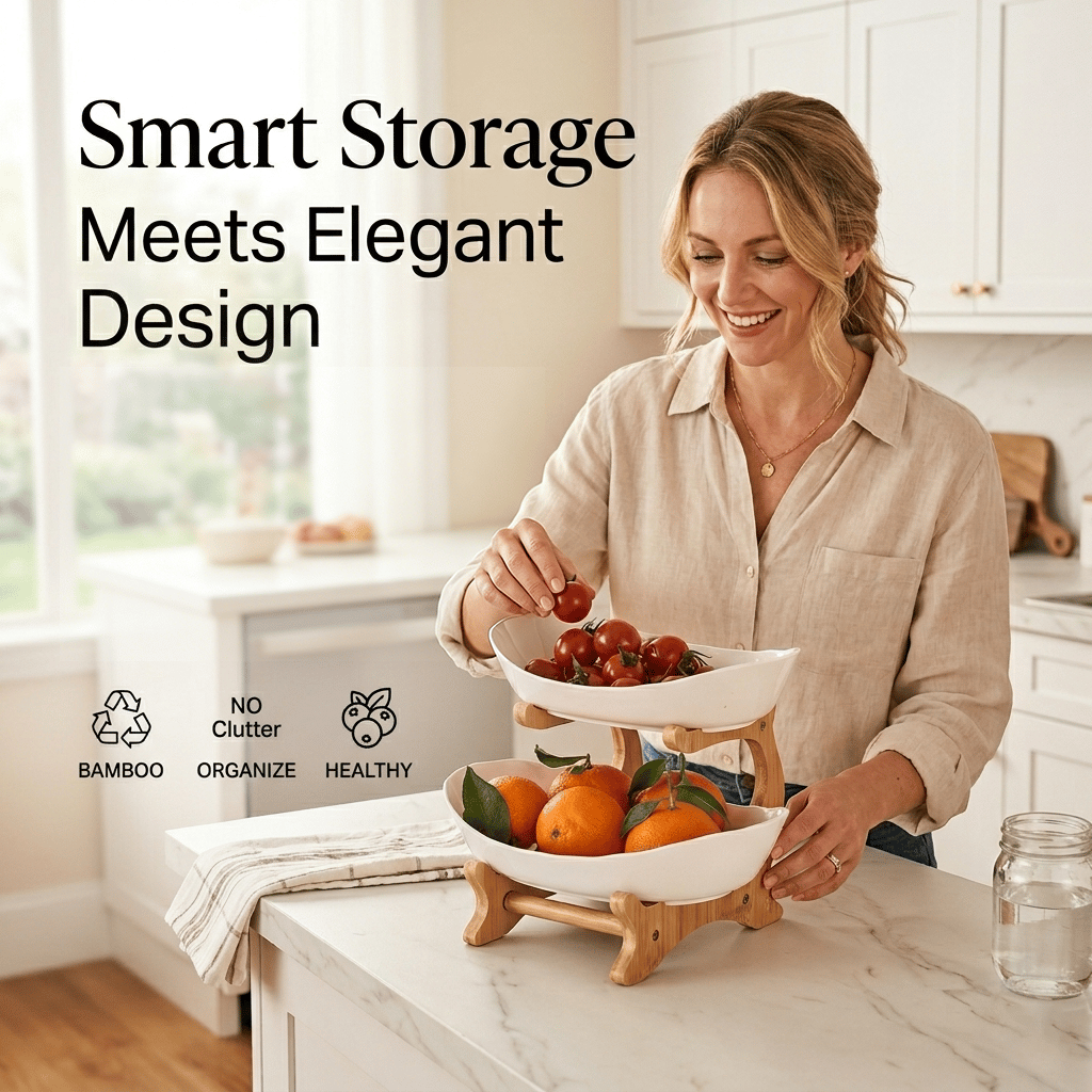 🍓2-Tier / 3-Tier Fruit Basket, Countertop Fruit Bowl(Includes Stand