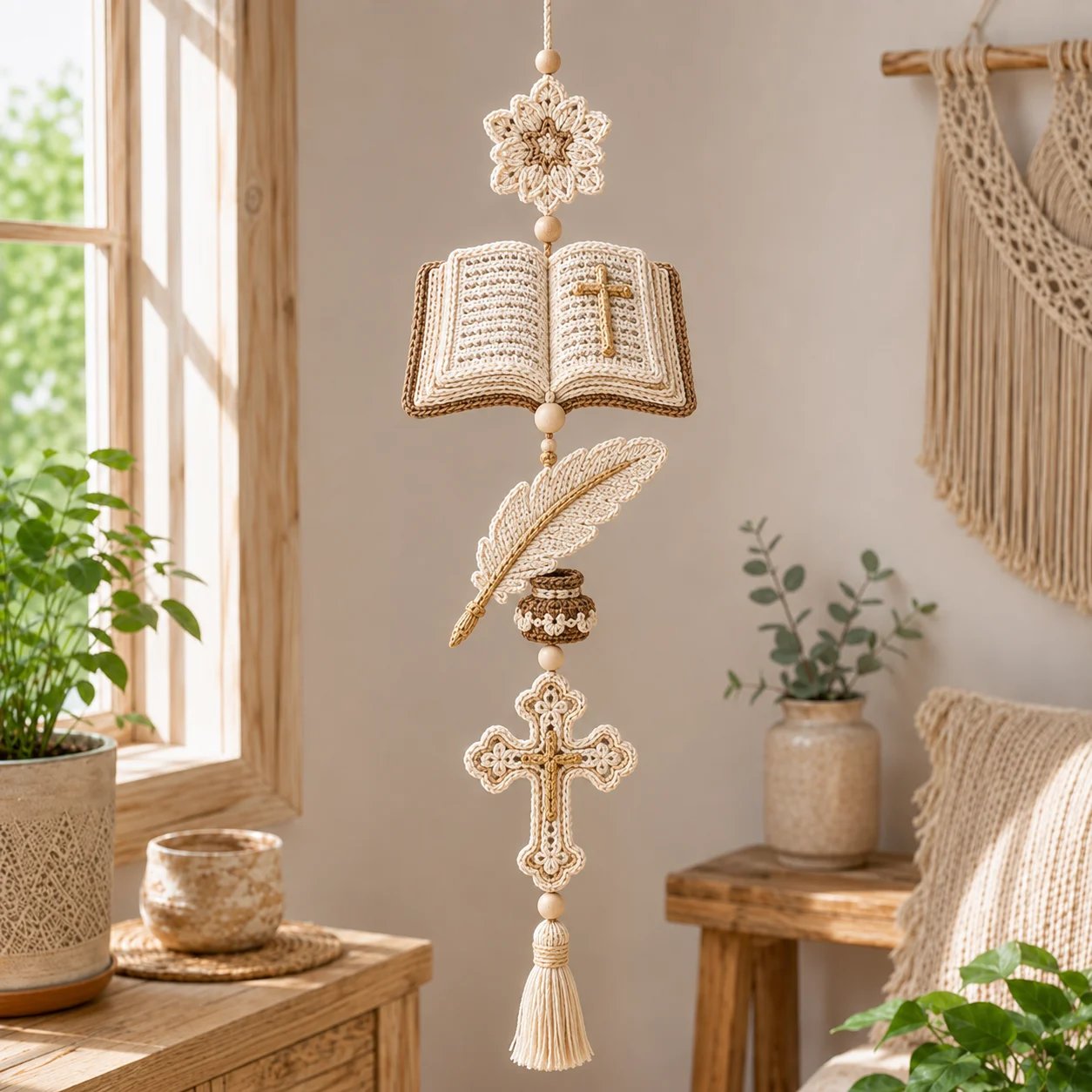 Blessed Faith Hanging Cascade displayed in a peaceful home interior