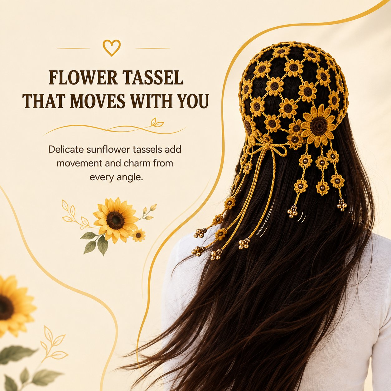 Knitted Sunflower Hat Lifestyle