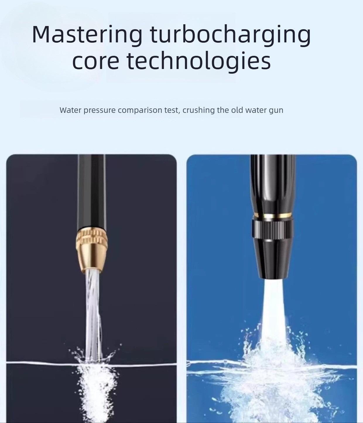 Home high-pressure car wash water gun with booster nozzle and hose, a must-have for watering plants and vegetables, and car washing.