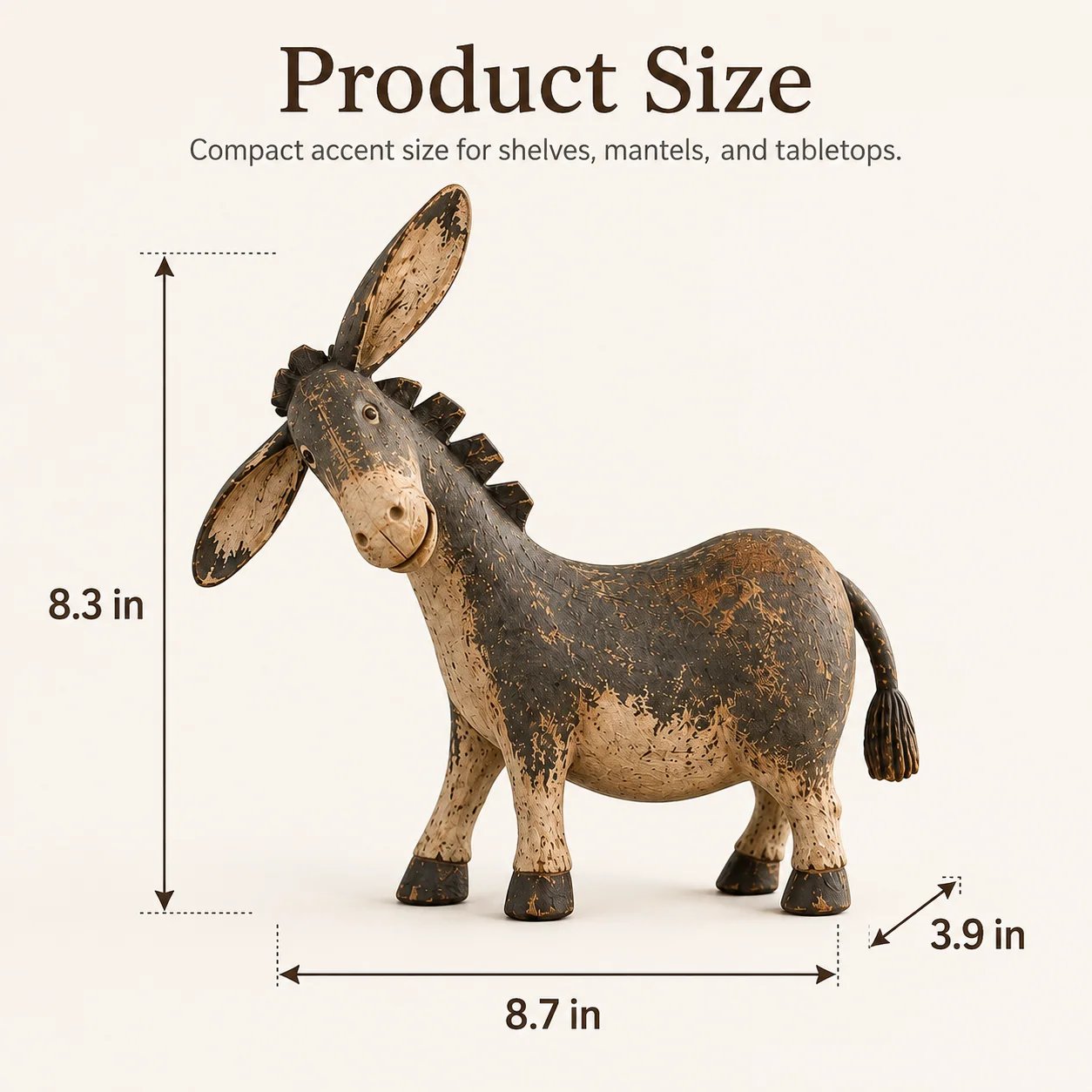 Rustic donkey figurine dimensions