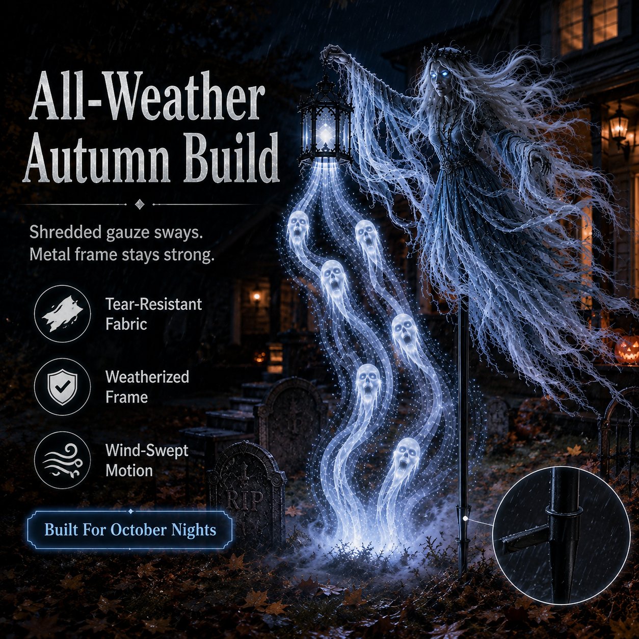 Halloween graveyard wraith display