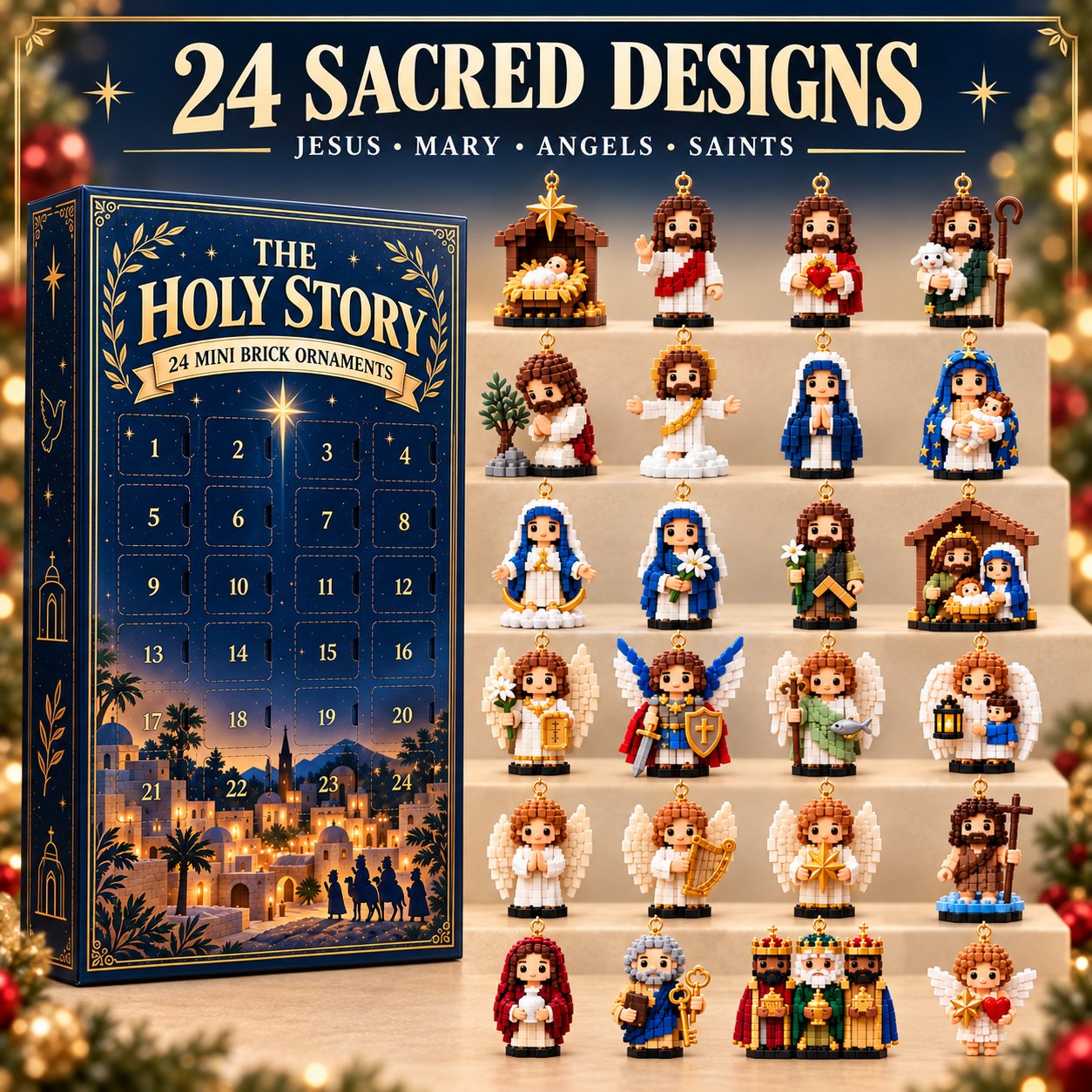 24 different sacred mini brick ornament designs