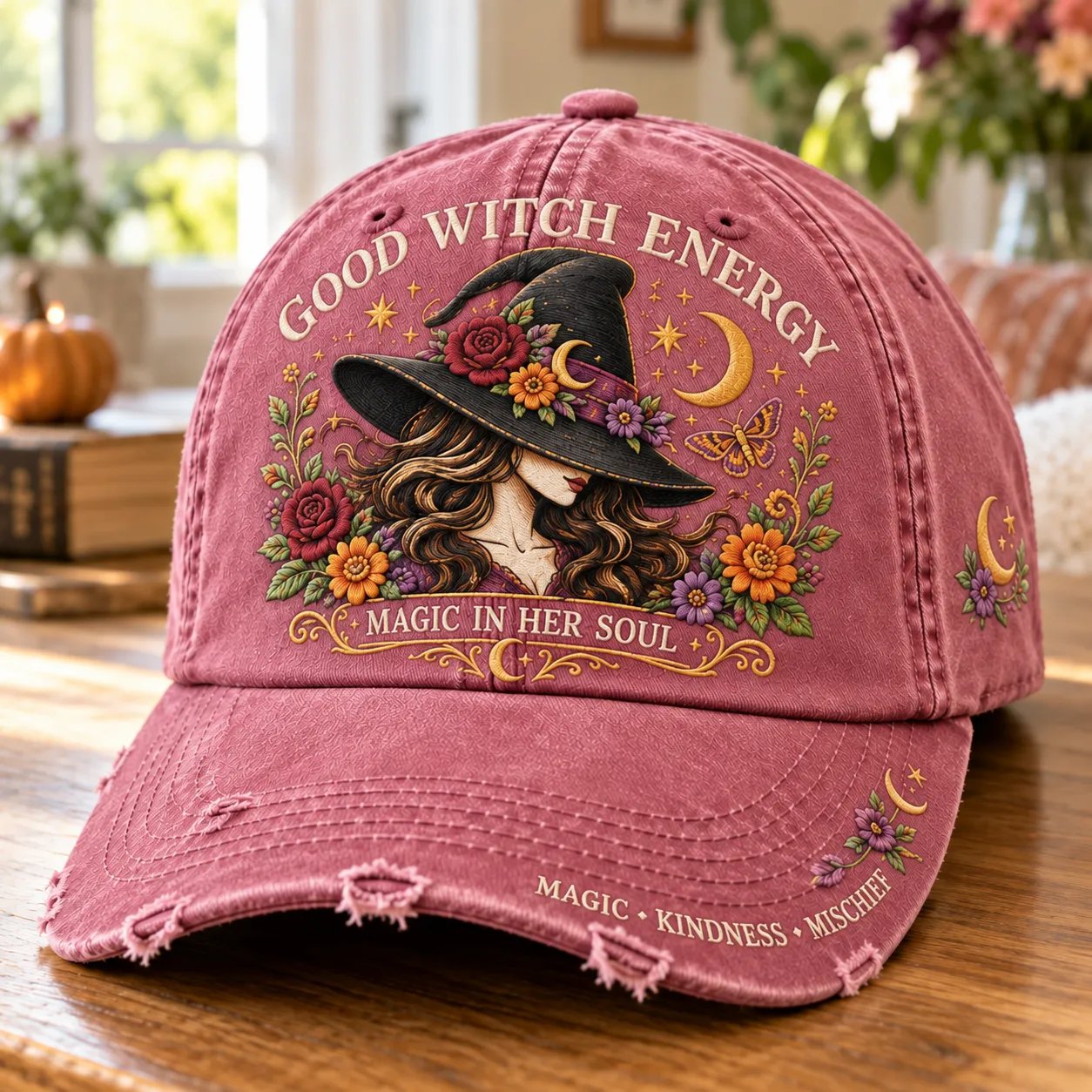Good Witch Energy Floral Witch Baseball Cap – 7 Colors further view