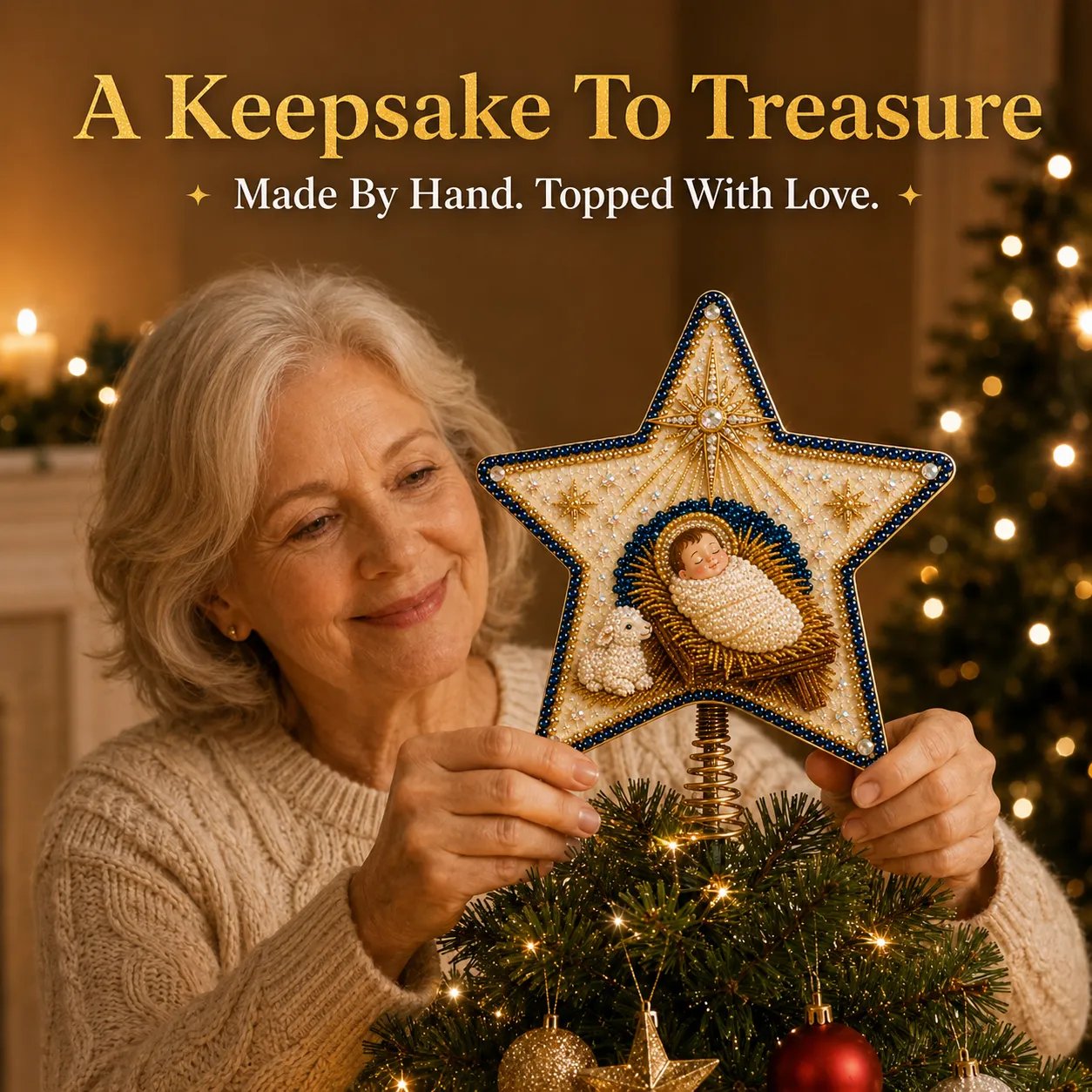 Pearl diamond art Christmas tree topper