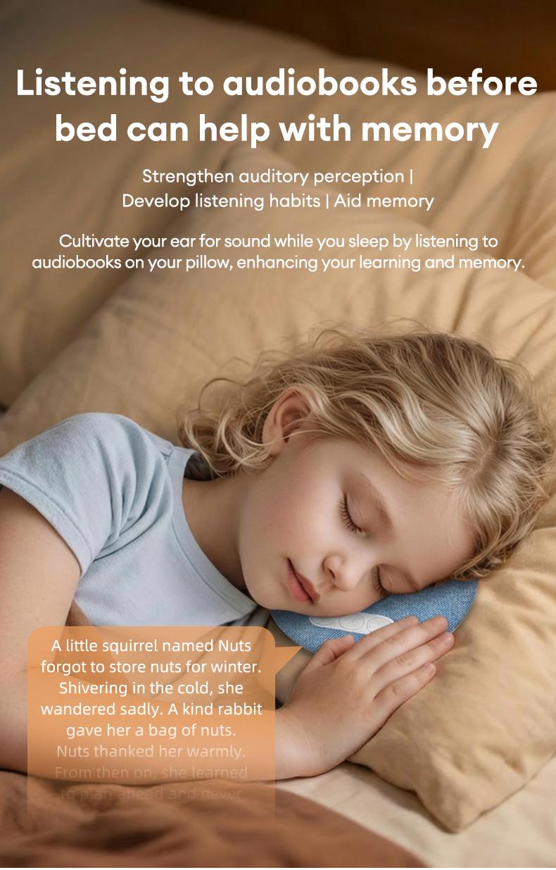 HYUNDAI S1 Ultra-Thin Bluetooth Pillow Speaker with Bluetooth 6.0, Soft Immersive Sound Field, Pillow CD Player for Bedtime Music & Audiobooks, Headphone-Free Sleep Speaker, Compatible with Android & iOS