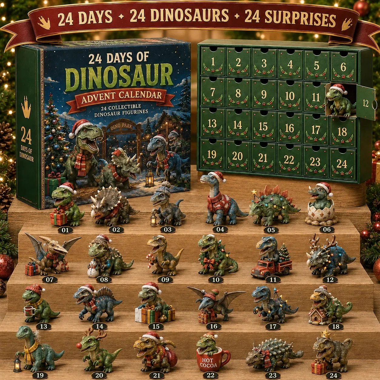 24 Days of Dinosaur Christmas Advent Calendar