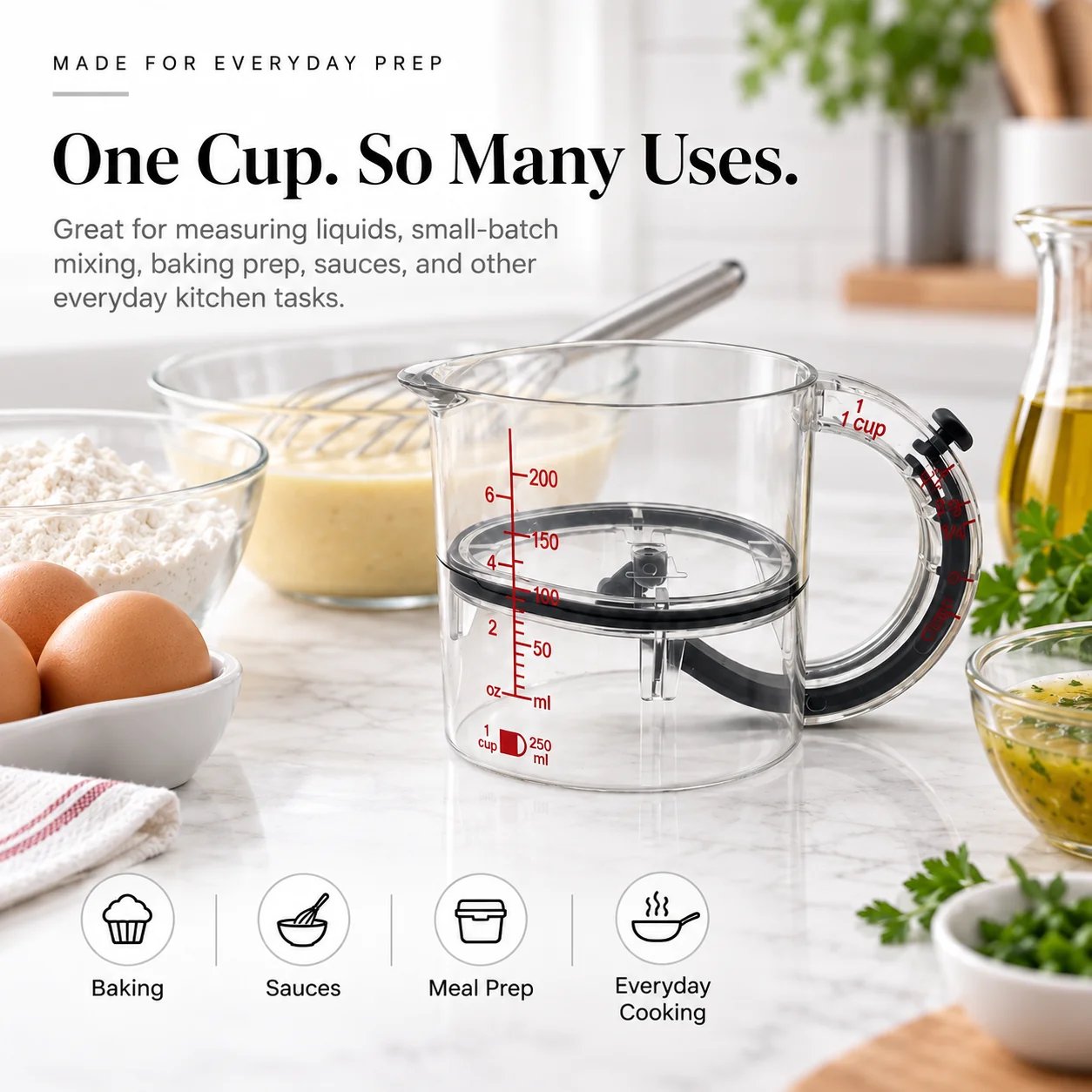 MeasureMate measuring cup for baking sauces meal prep and everyday cooking