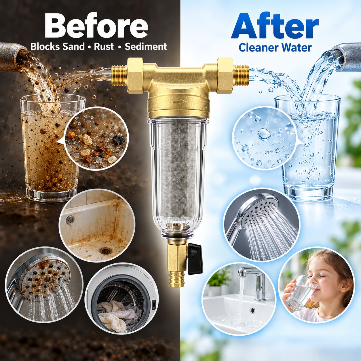 Whole house water pre filter FAQ and installation information