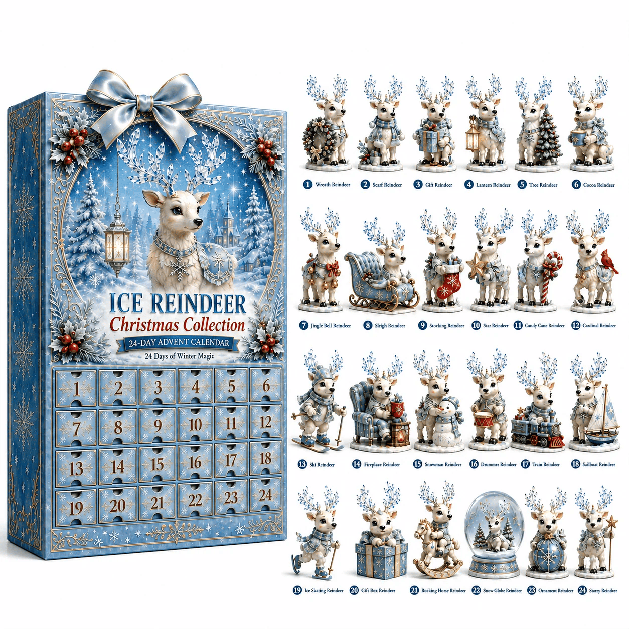 Ice reindeer Advent collection box
